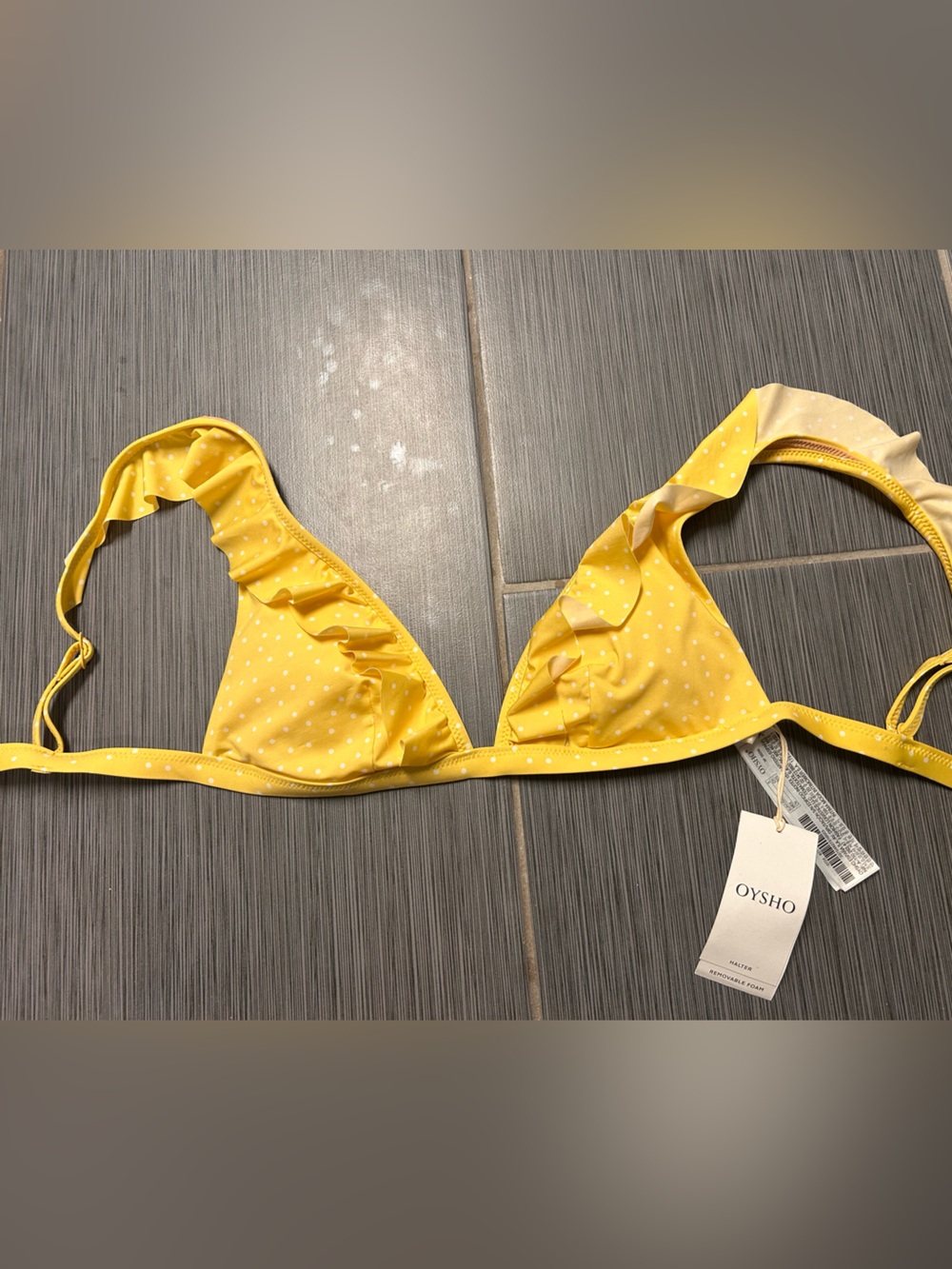 Oysho Yellow Polka Dot Women's Bikini Top NWT